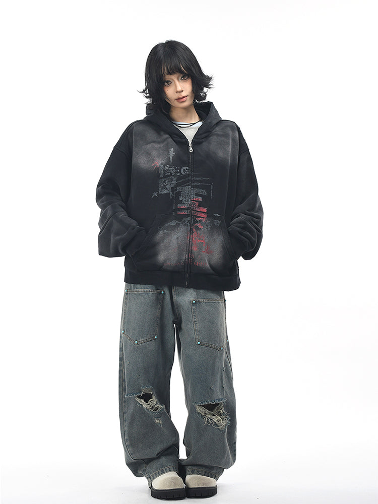 パンクグラフィティルーズジップパーカー