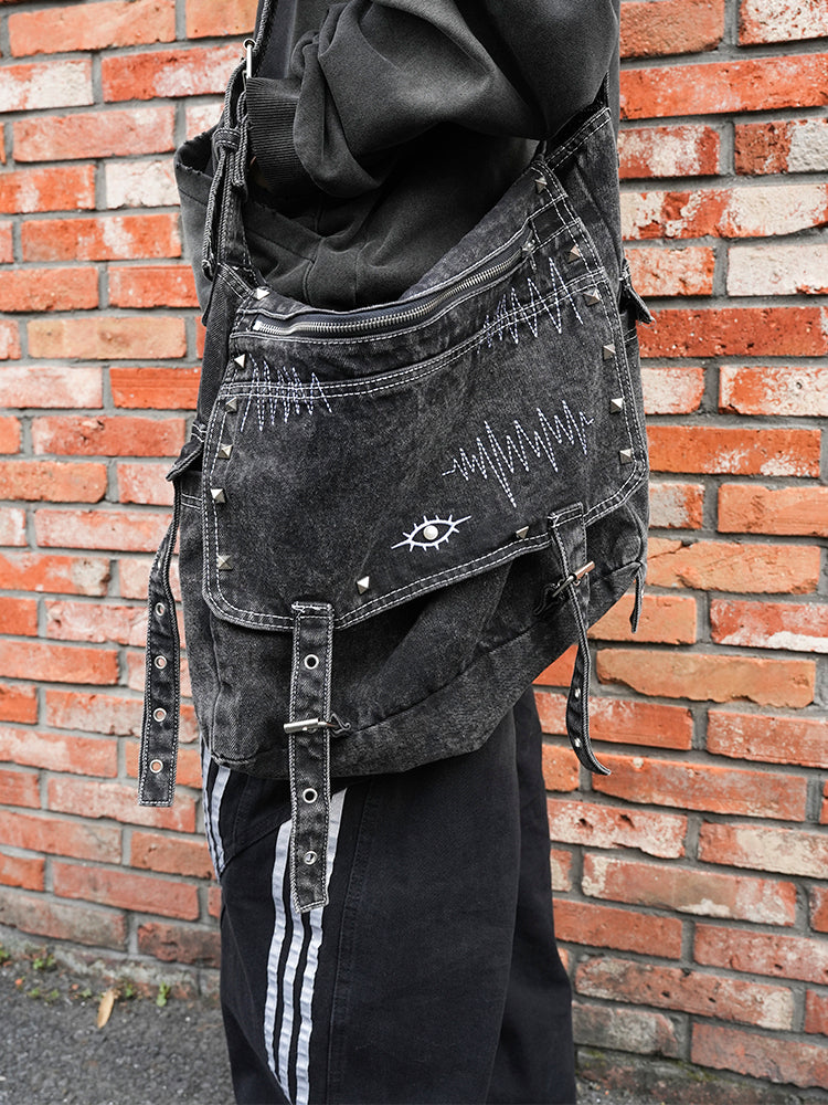 【即納】大容量ウォッシュ加工デニムバッグ