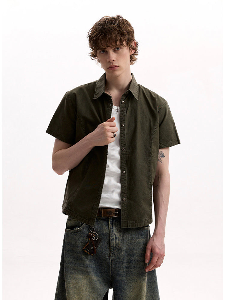 ヴィンテージ ボックスシルエット 半袖ワークシャツ