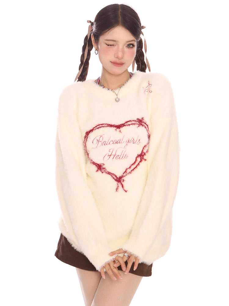 ハート文字入りニットセーター