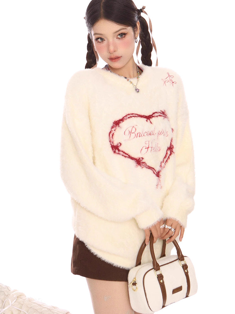 ハート文字入りニットセーター