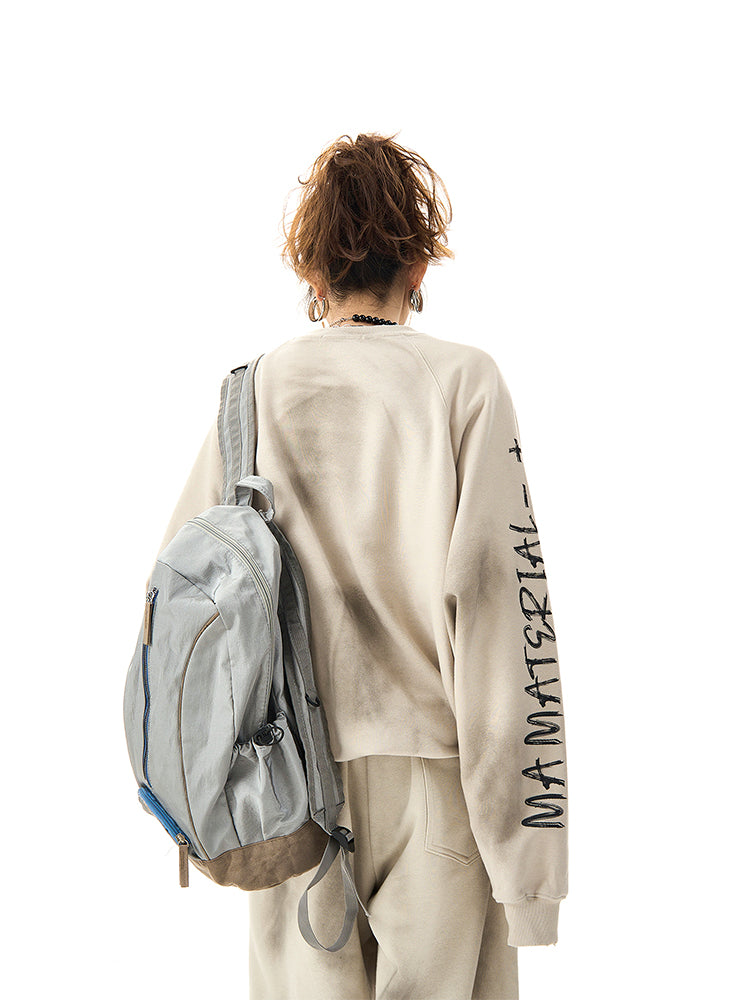 ユニセックス ルーズヴィンテージ刺繍スウェット