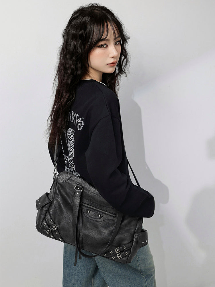 スタッズアクセント ヴィンテージライク 2WAYトートバッグ