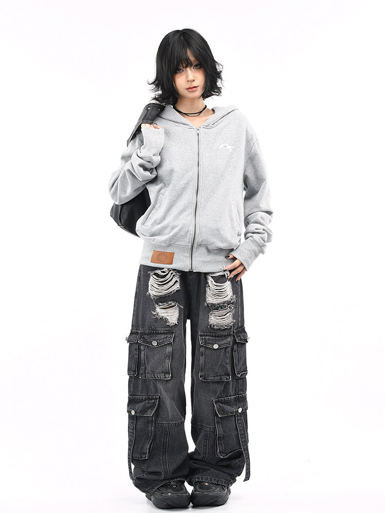 ウエストシェイプショートパーカー ジップアップ