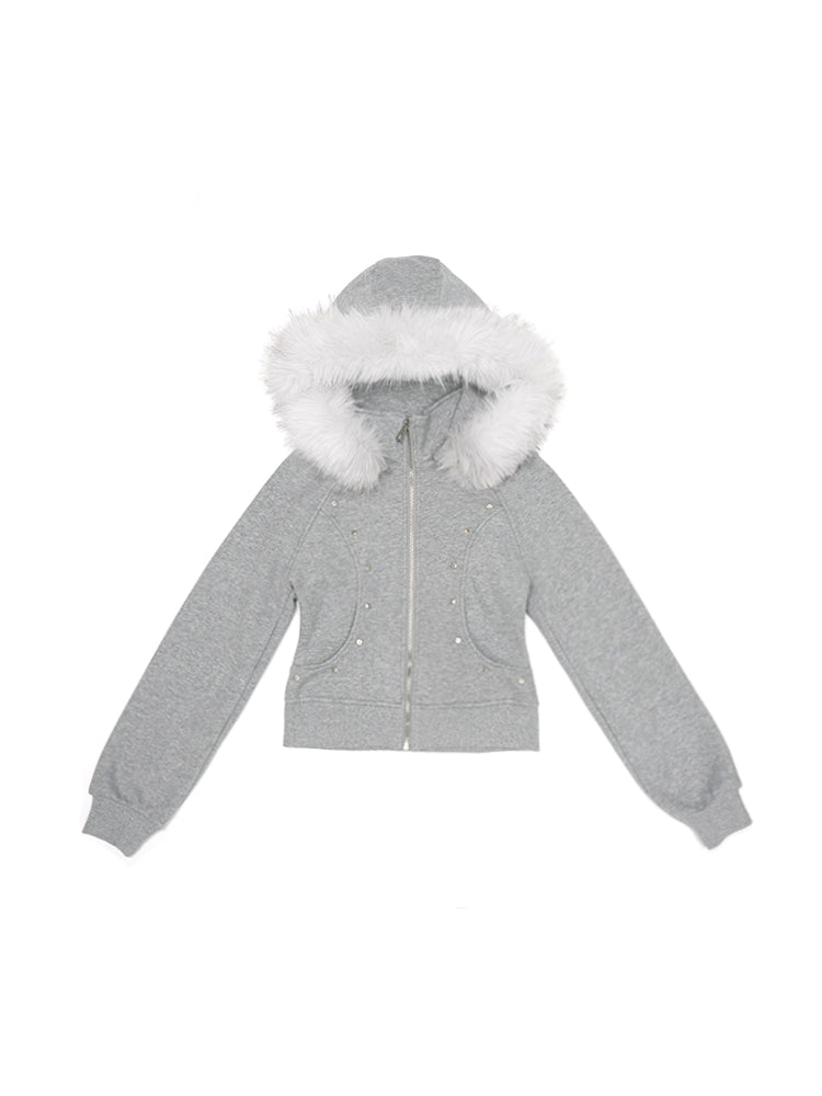 KAKISS裏起毛仕様 クロップドファーパーカー