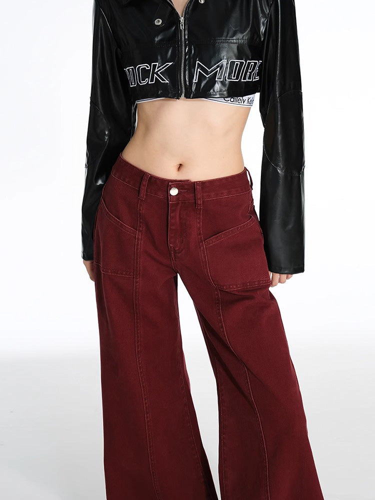 Drawstring wide leg jeans