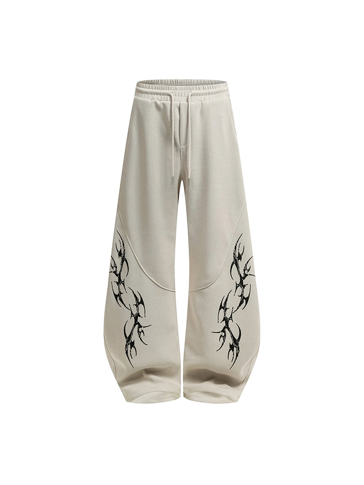 プリント カジュアル ジップアップフーディー セットアップ