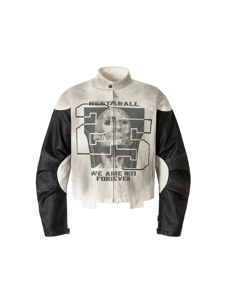 スカルプリント×レザースタンドジャケット