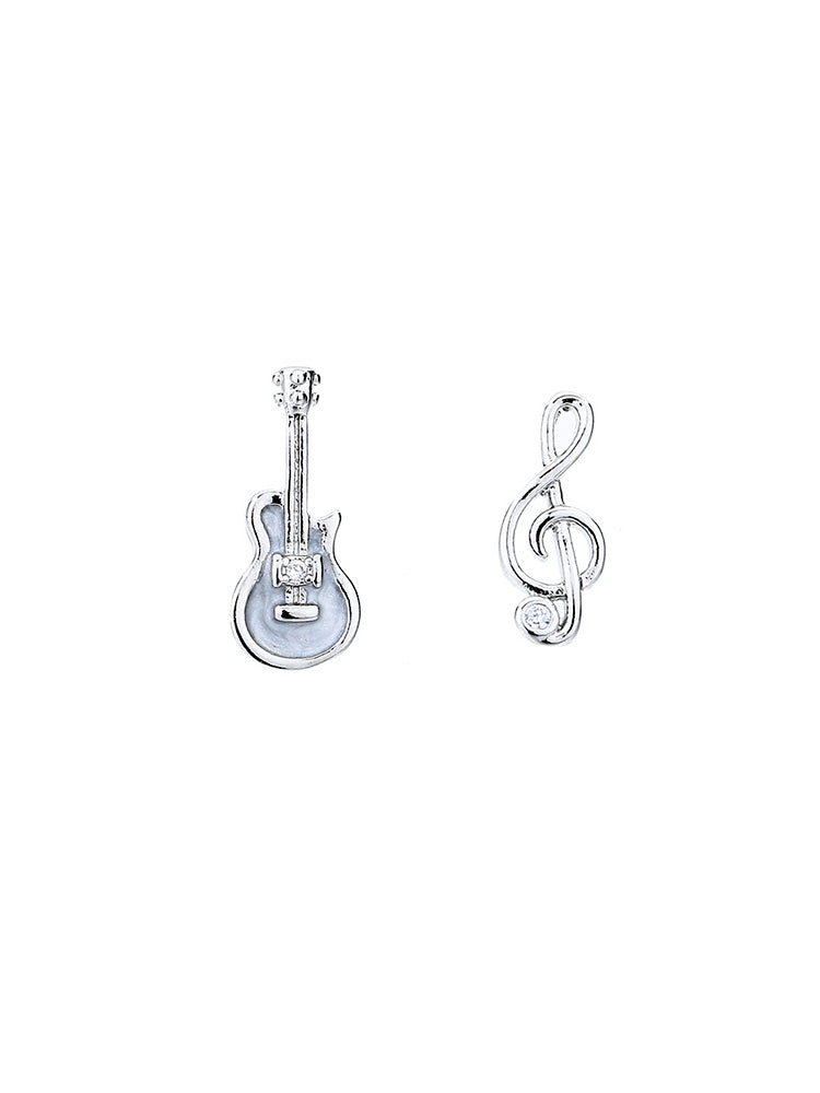 Guitar and musical note motif earrings