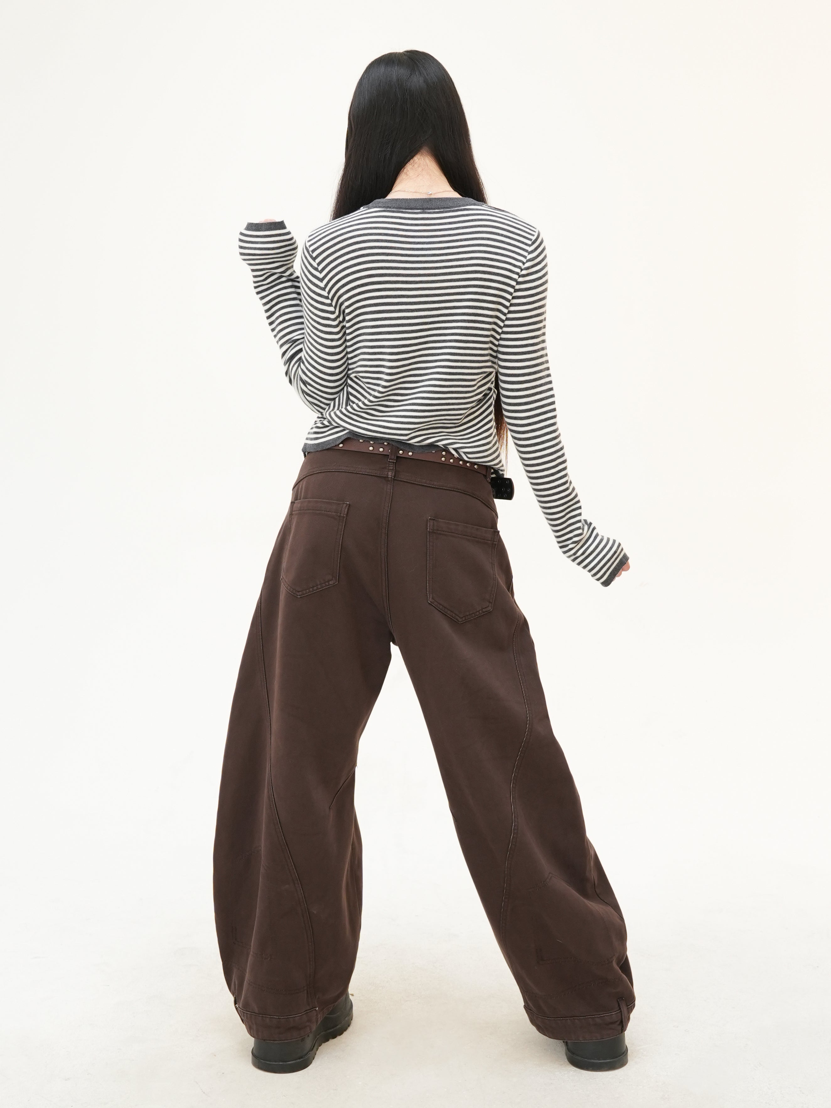 ボーダー ロングスリーブ レイヤードトップス