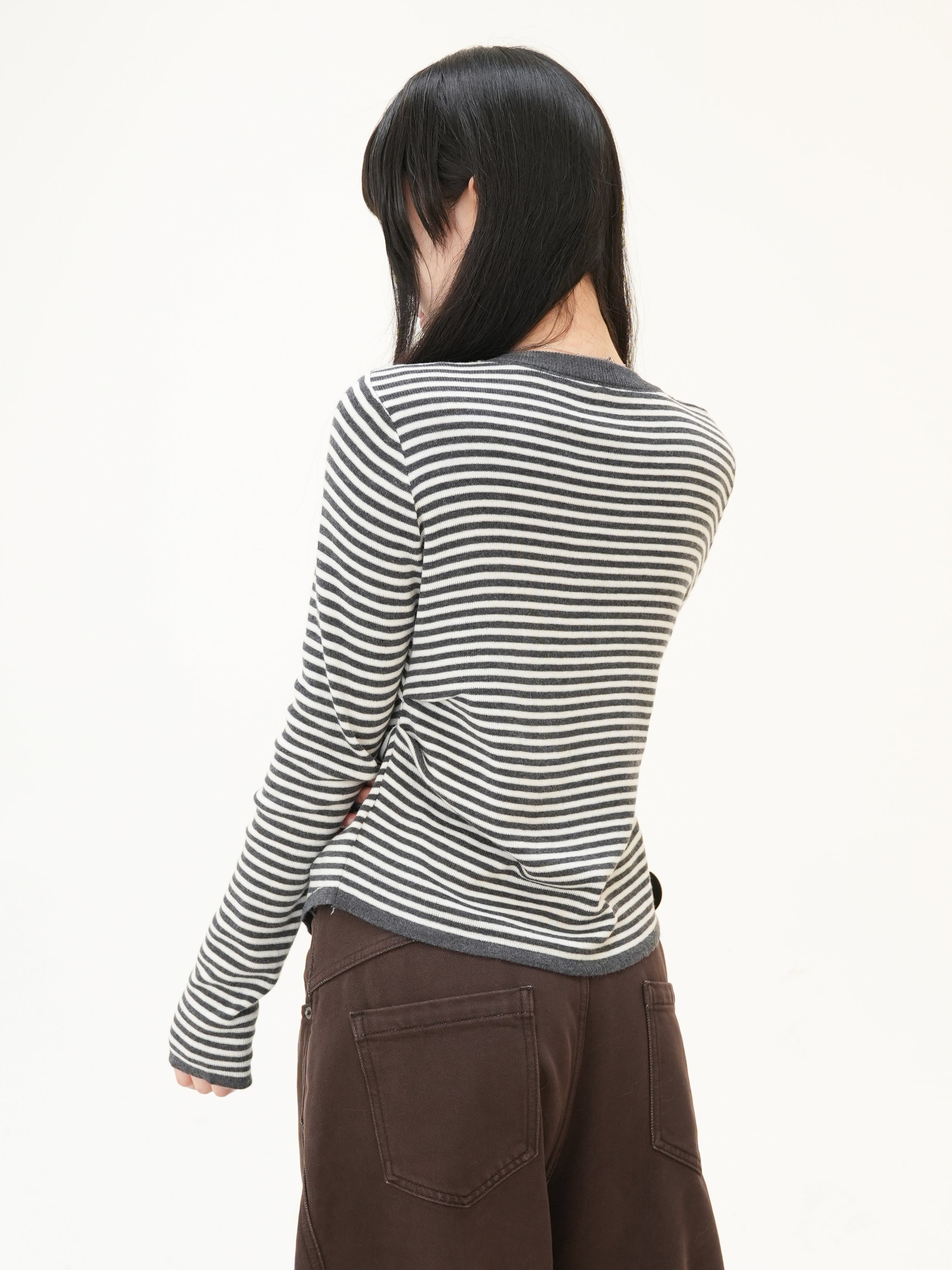 ボーダー ロングスリーブ レイヤードトップス