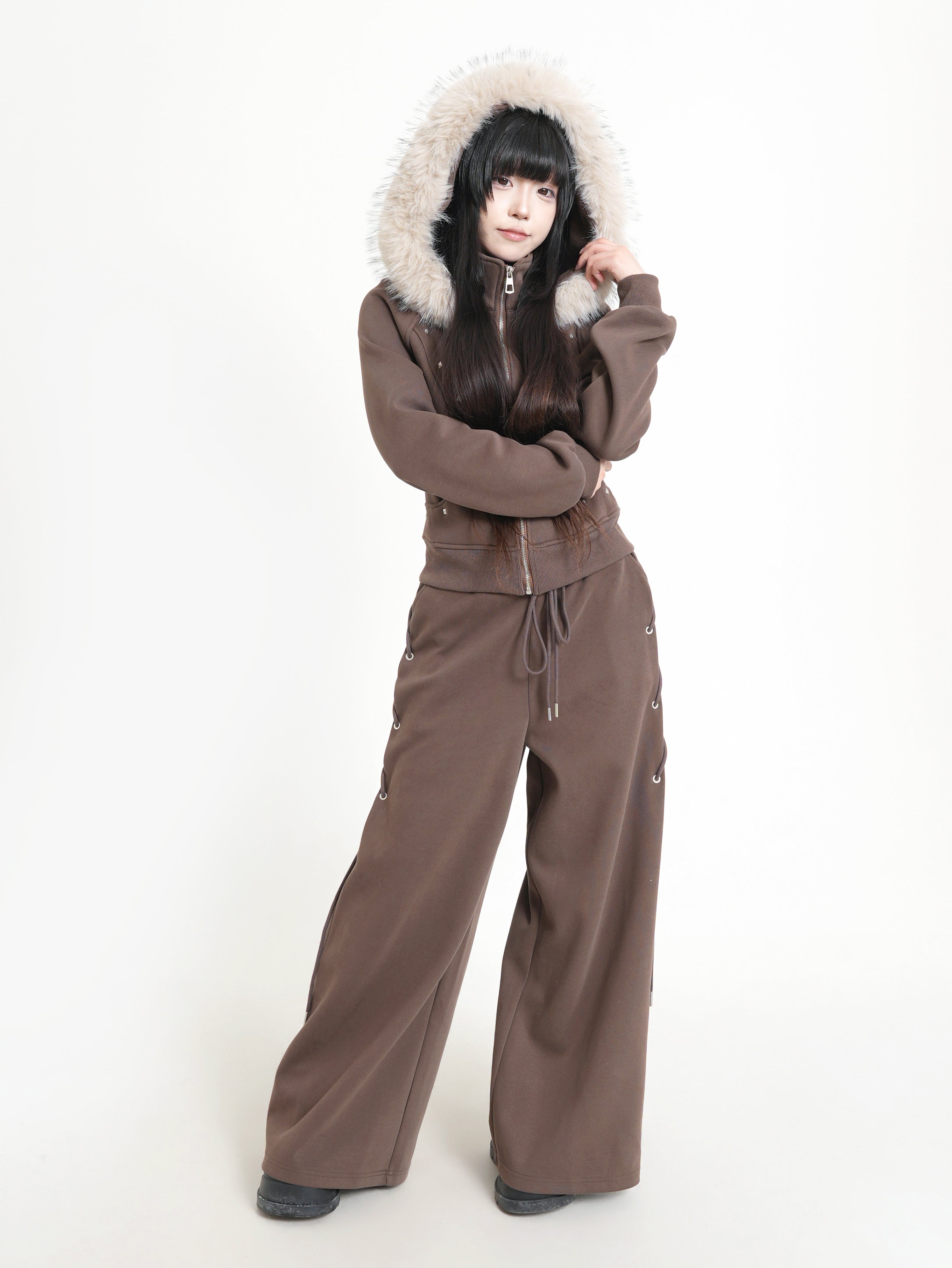 KAKISS裏起毛仕様 クロップドファーパーカー