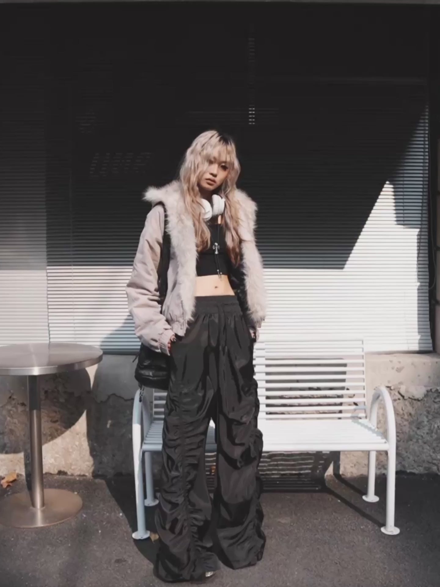 フード付きファーコート